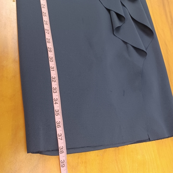 Xscape Cocktail Midi Dress Size 4 Ruffle Scuba Off the Shoulder In Midnight - Picture 16 of 16